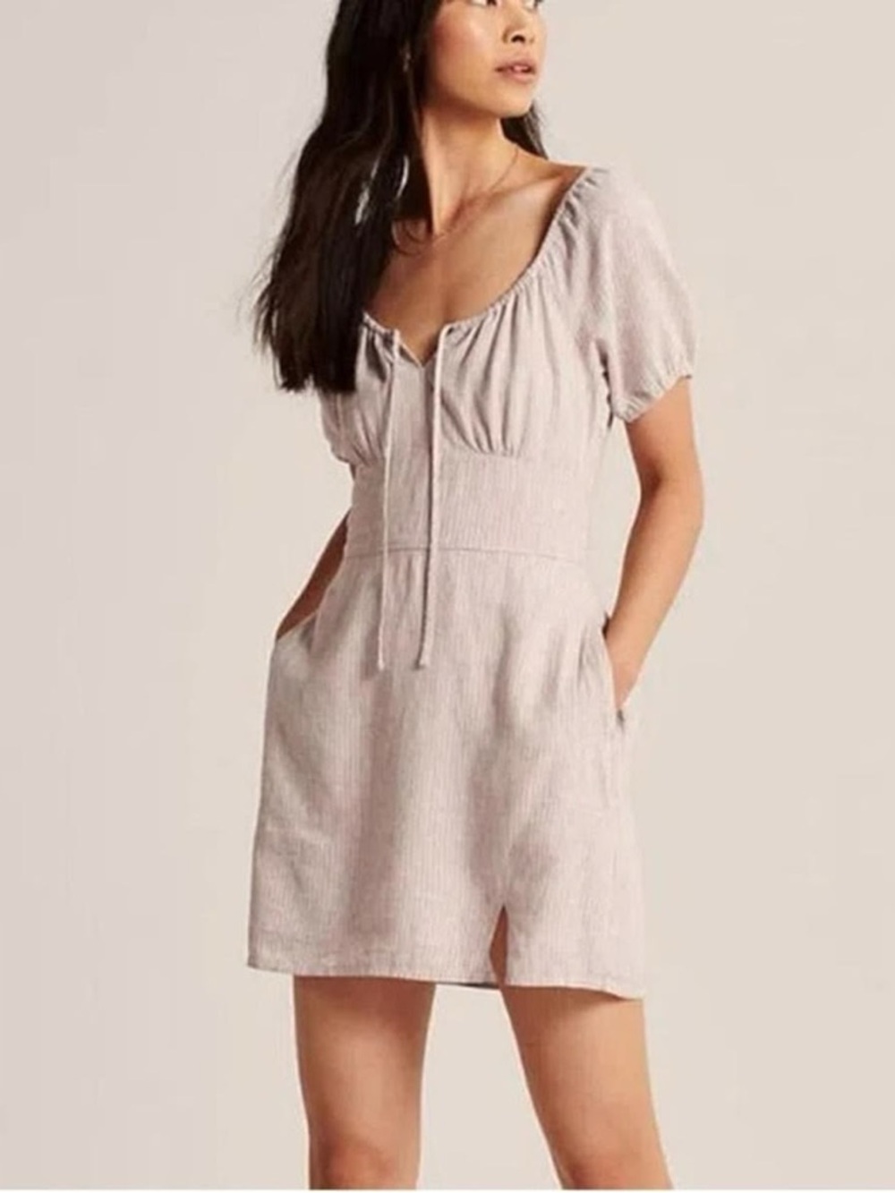 Abercrombie & Fitch Taupe Striped Mini Dress